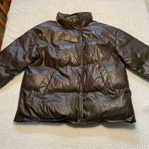 Ardene Chocolate Brown Faux-Leather Puffer